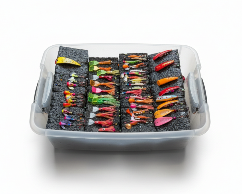 Foam Fishing Leaderboard – Floating Tackle Organizer (Charcoal Grey, 2 Sizes)